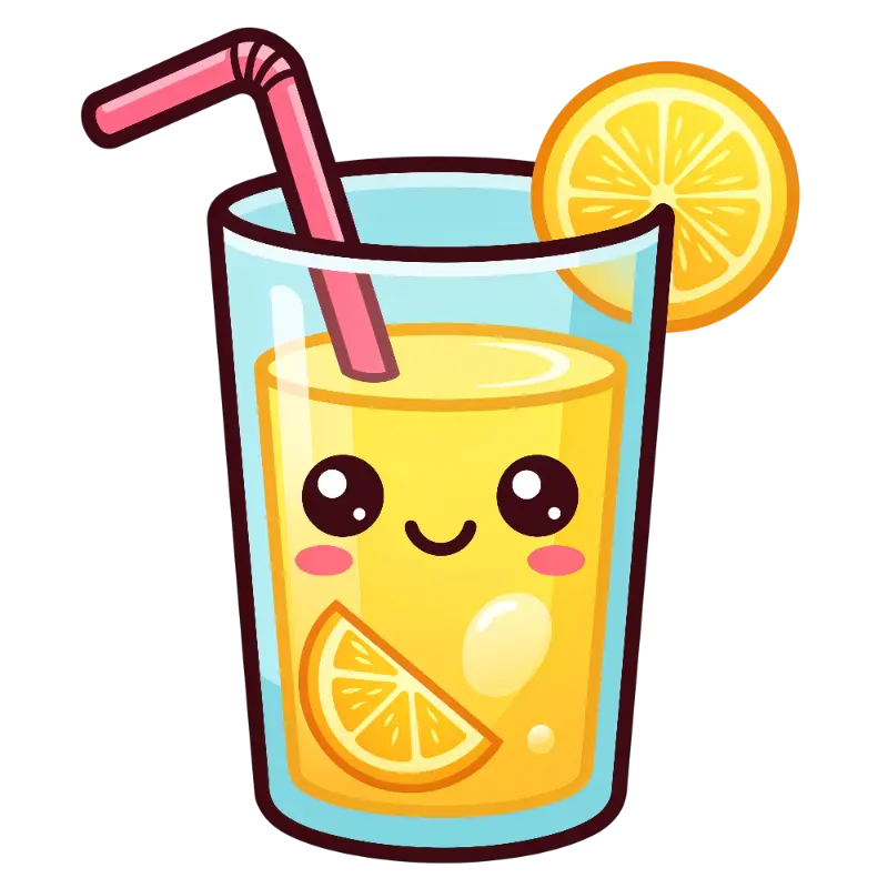 Cute Kawaii Drink Character with Orange Slices and Straw
