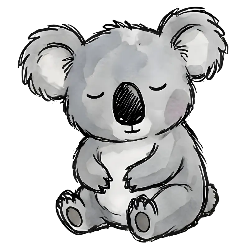 Cute Watercolor Sleepy Koala Illustration for Nursery Decor