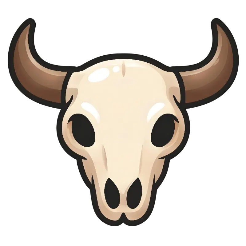 Cute Cartoon Bull Skull Icon with Smooth Gradient Shading