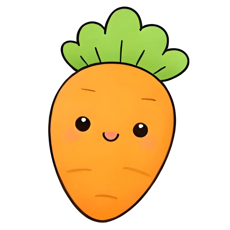 Kawaii Cartoon Smiling Carrot Illustration for Children & Healthy Food