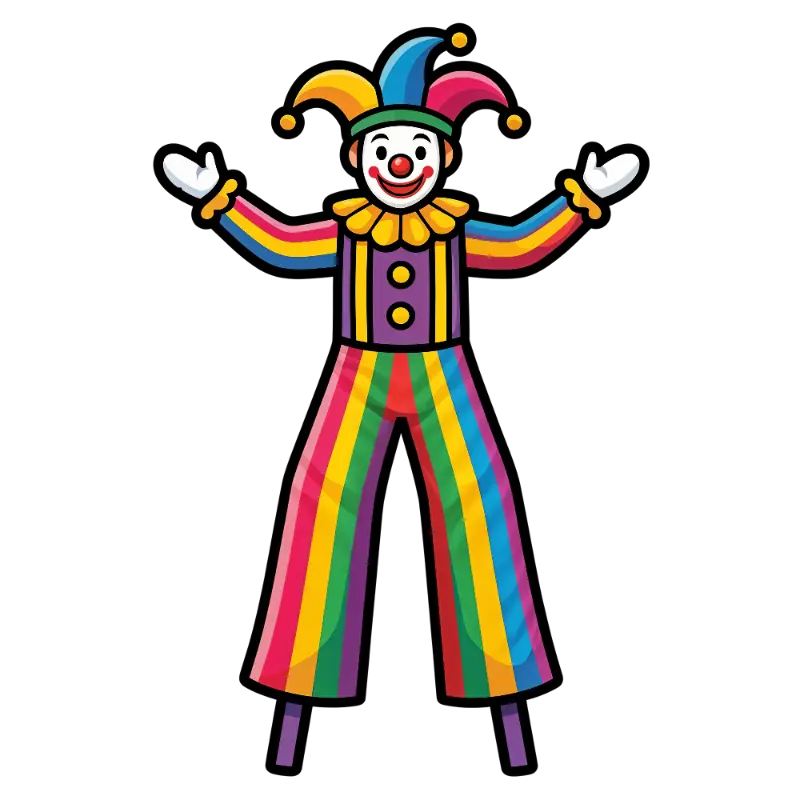 Rainbow Striped Jester Illustration