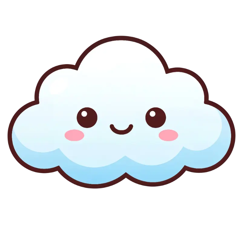 Kawaii Smiling Cloud Character with Pink Blush Cheeks