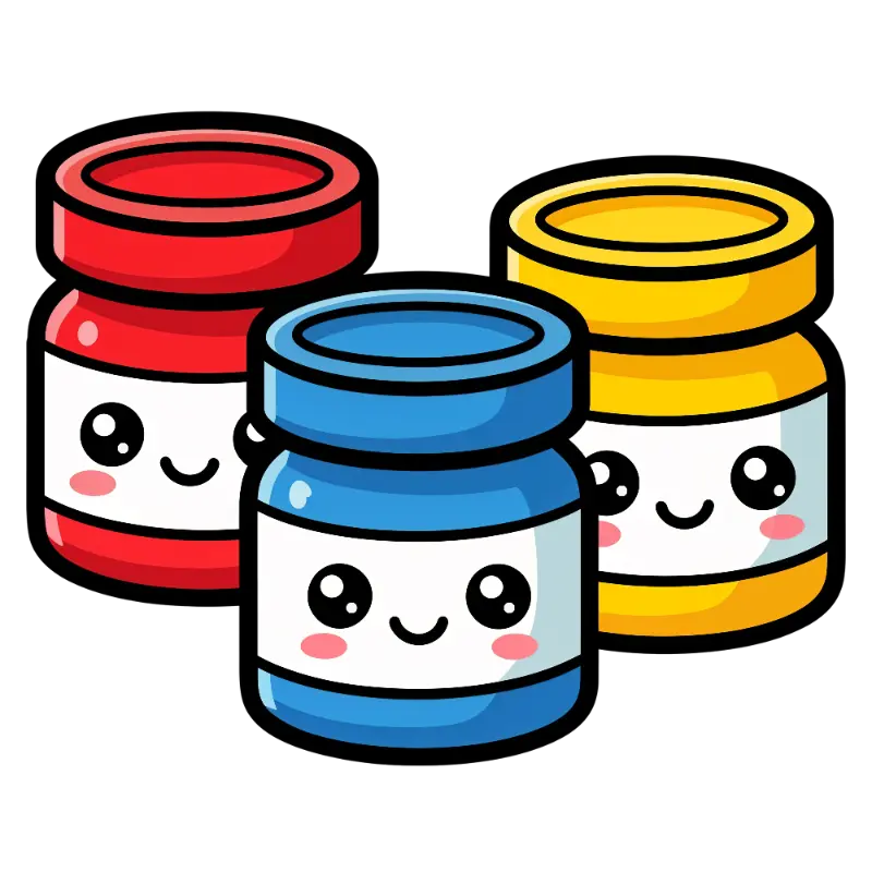Kawaii Smiling Cartoon Jars with Rosy Cheeks Illustration