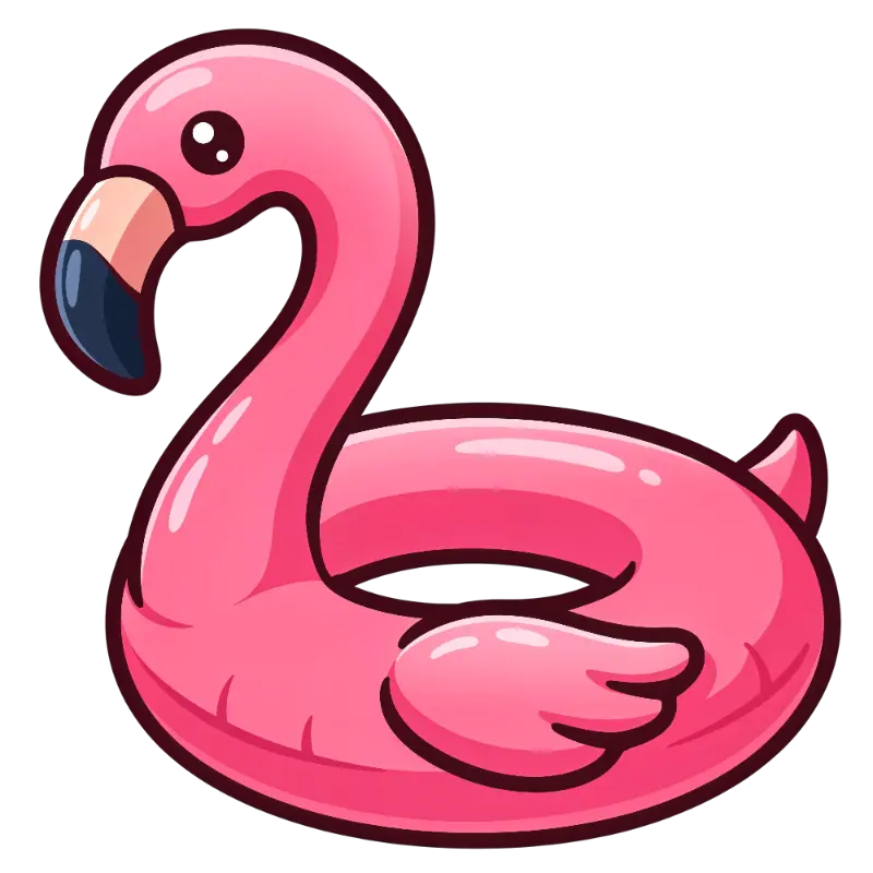 Kawaii Flamingo Pool Float with Bright Cartoon Eyes