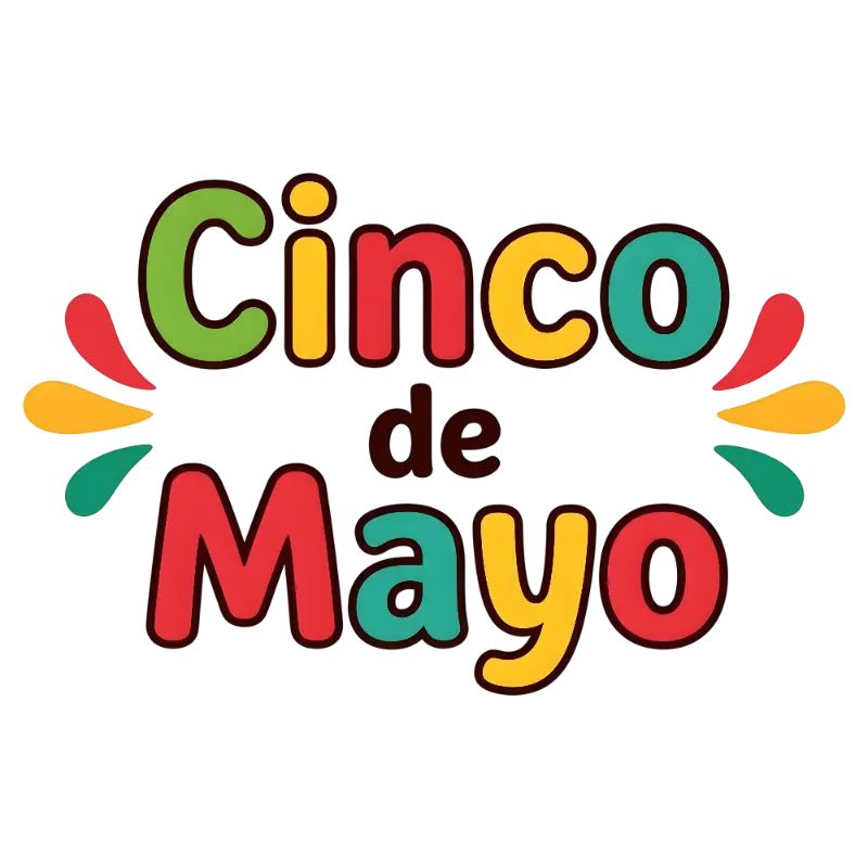 Celebratory Cinco de Mayo Lettering with Confetti Shapes