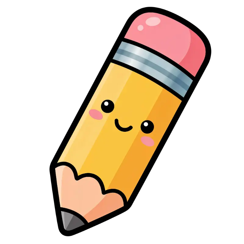 Cartoon Pencil with Blush Marks