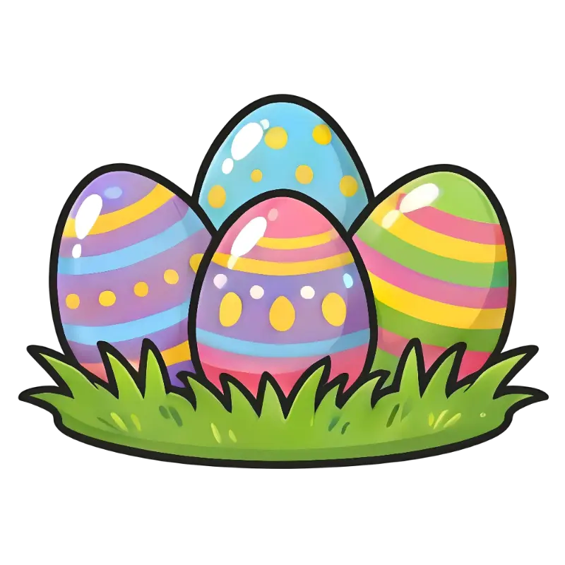 Colorful Cartoon Easter Eggs Striped Polka Dot Kiss Cut Sticker