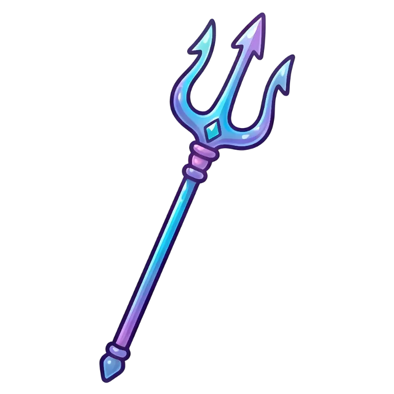 Magical Gradient Cartoon Trident with Shiny Diamond Jewel