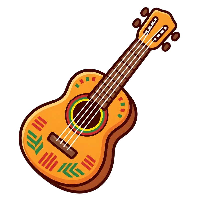 Playful Colorful Folk Art Guitar