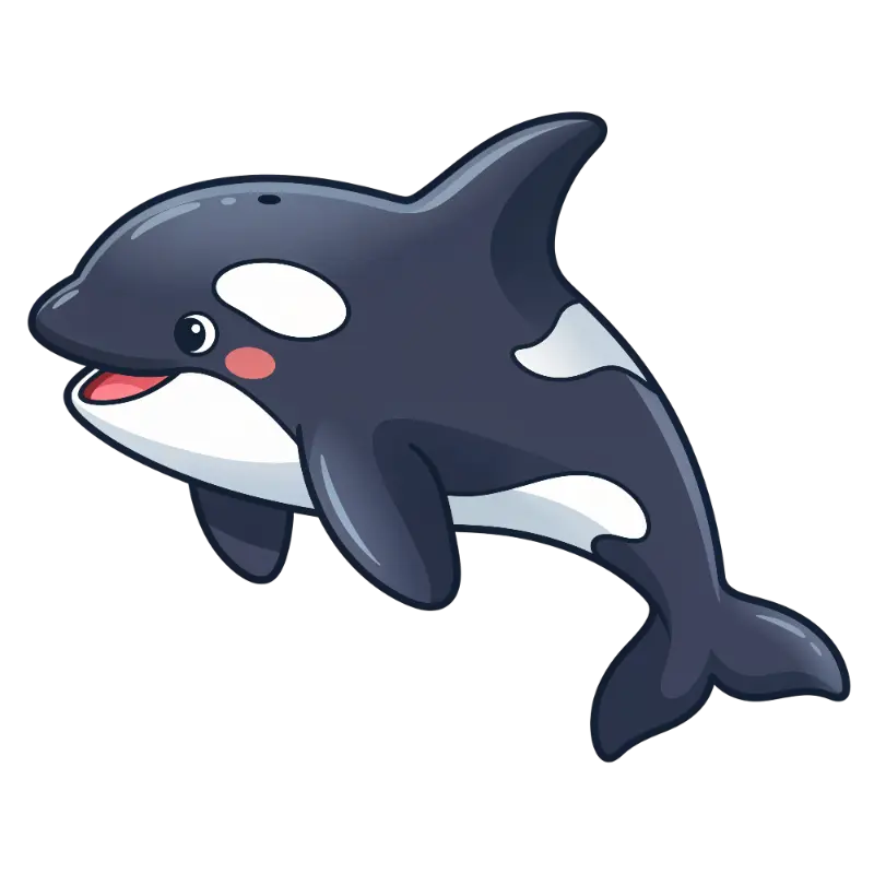 Cute Cartoon Orca with Blush Cheeks