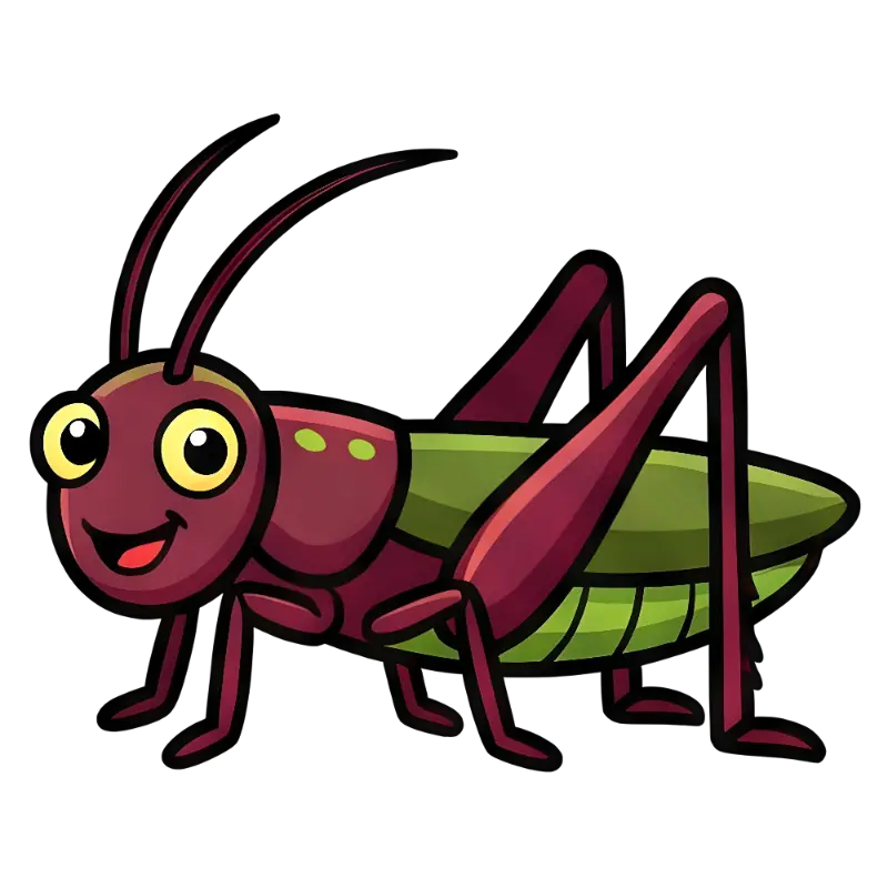 Playful Cartoon Grasshopper with Large Expressive Eyes