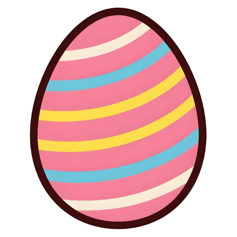 Cheerful Flat Design Easter Egg with Colorful Diagonal Stripes