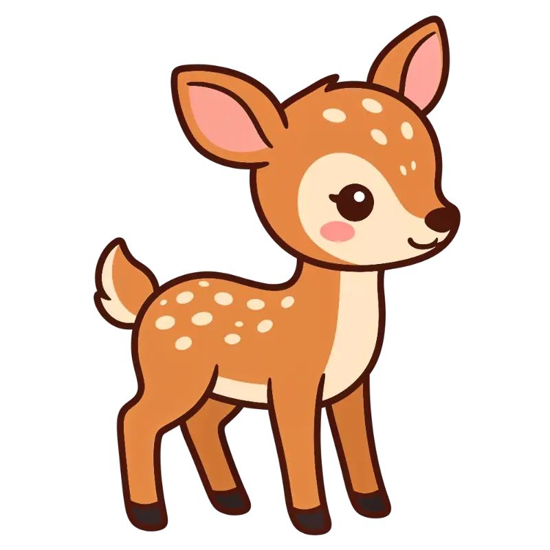 Cute Spotted Fawn Illustration with Big Eyes and Rosy Cheeks