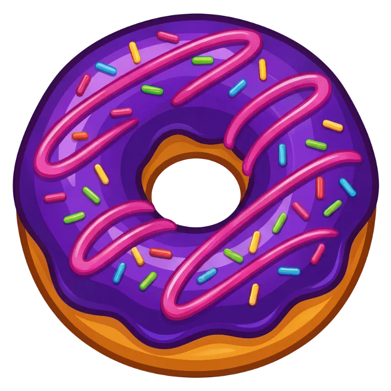 Playful Cartoon Purple Donut