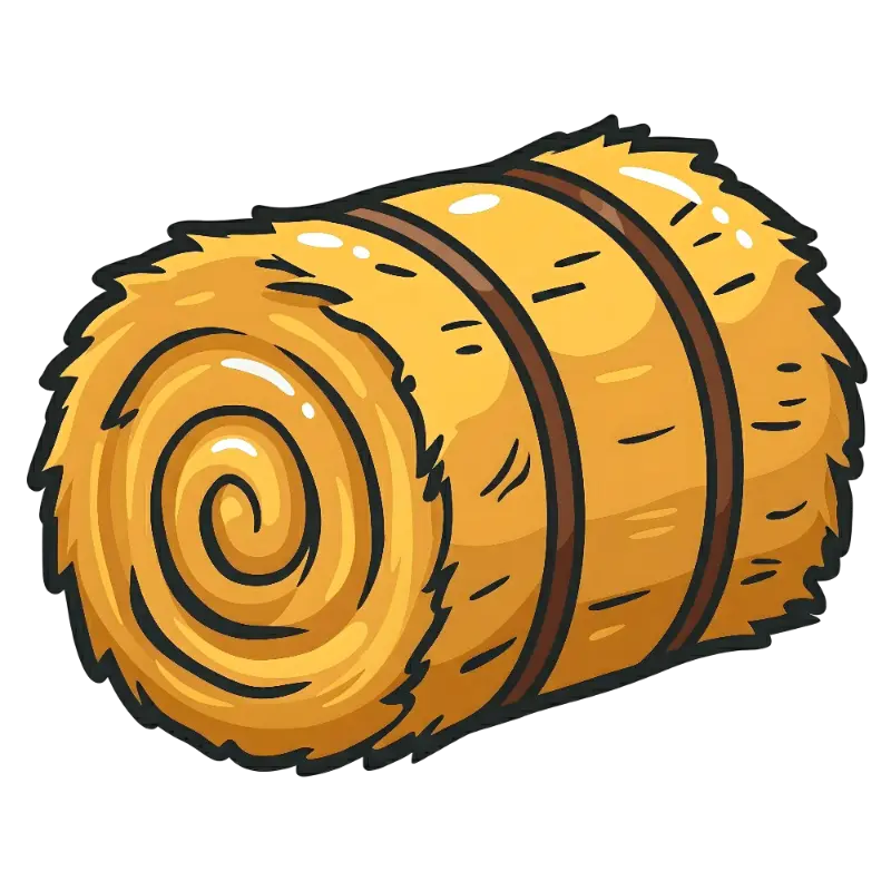Cute Hand-drawn Hay Bale Illustration with Spiral and Bands
