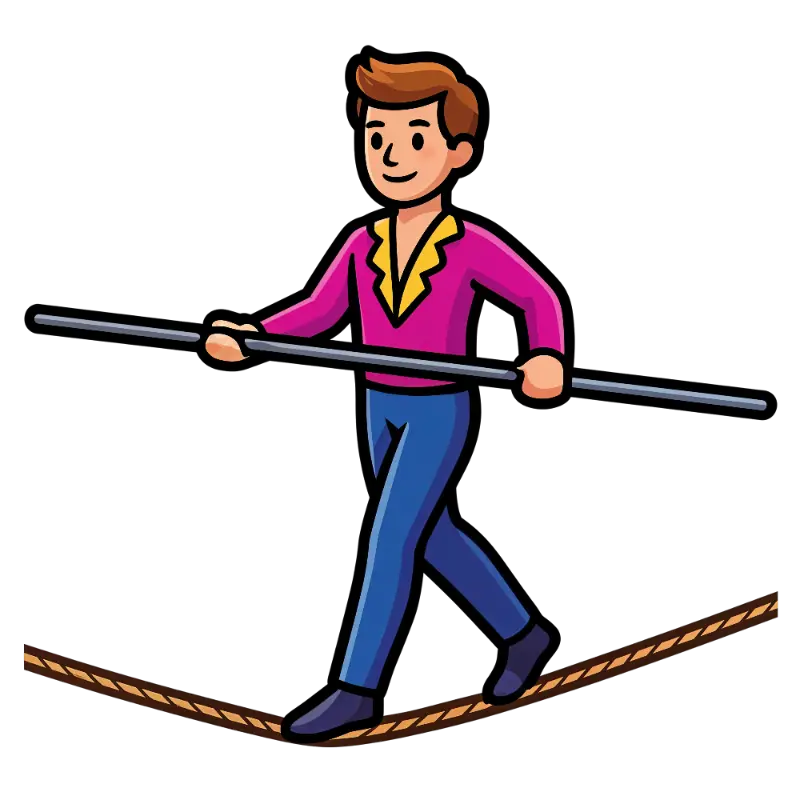 Flat Design Circus Tightrope Artist