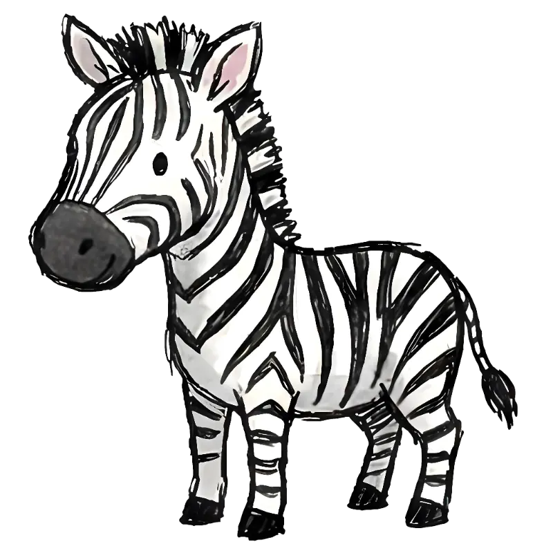 Hand-drawn Cartoon Zebra Illustration for Playful Kids Decor