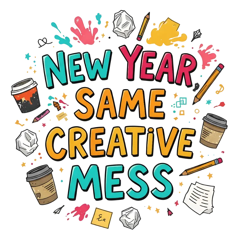 New Year Same Creative Mess Hand-Drawn Doodle Art Graphic