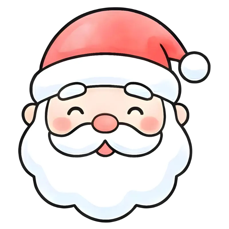 Cute Watercolor Cartoon Santa Claus Head Illustration for Festive Christmas