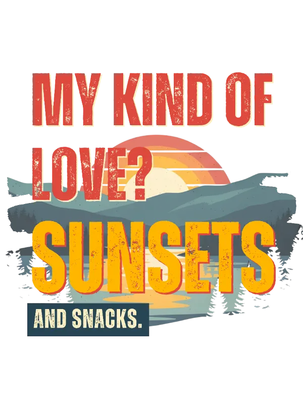 Retro Sunset Typographic 'Sunsets and Snacks' Design