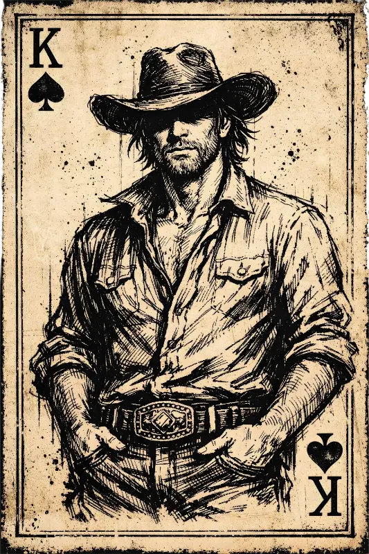 Distressed Vintage Cowboy King of Spades