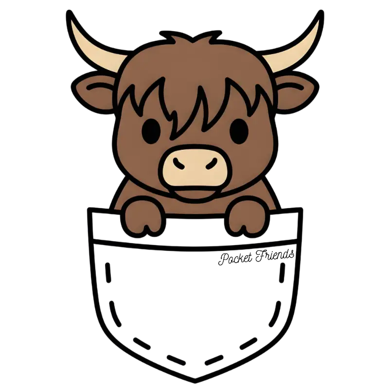 Pocket Friends Highland Cow Peeking Pocket Graphic