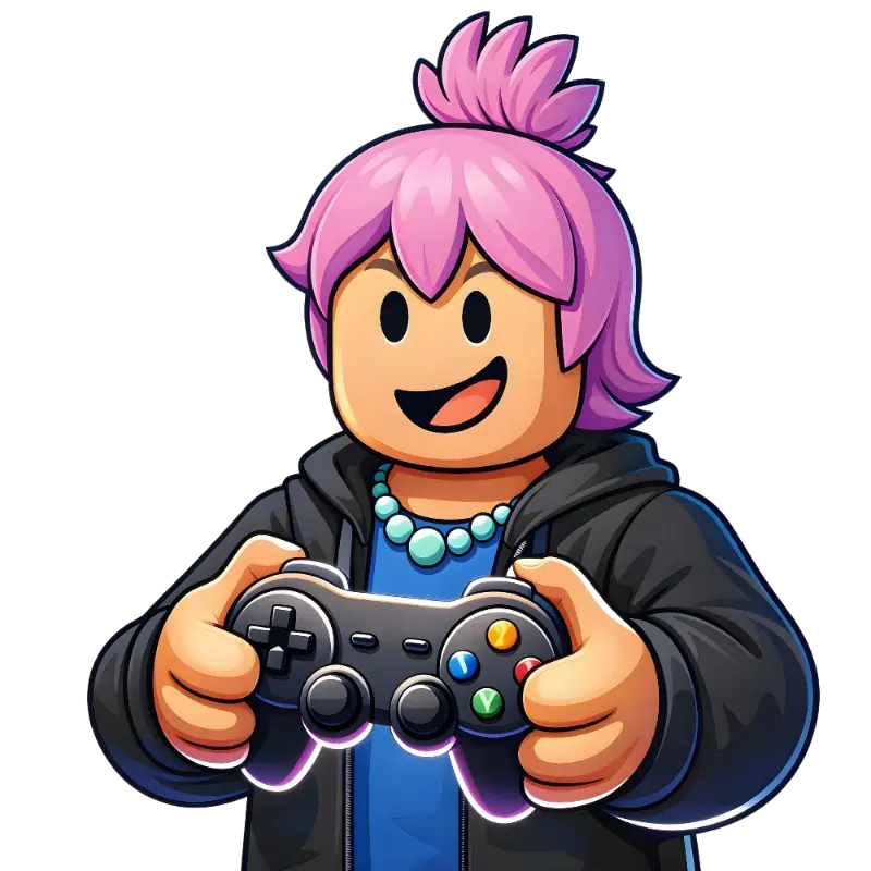 Cartoon Gamer Avatar with Pink Hair Holding Game Controller