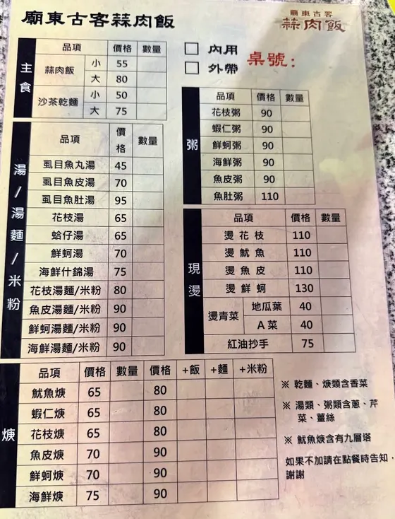 廟東古客蒜肉飯 最新菜單照片