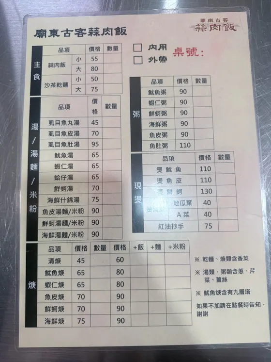 廟東古客蒜肉飯 最新菜單照片
