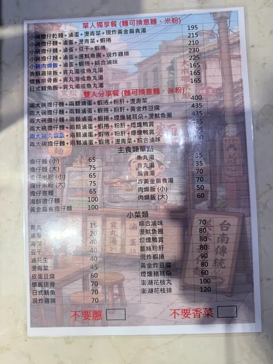 台南擔仔麵「辰川食業」 最新菜單照片