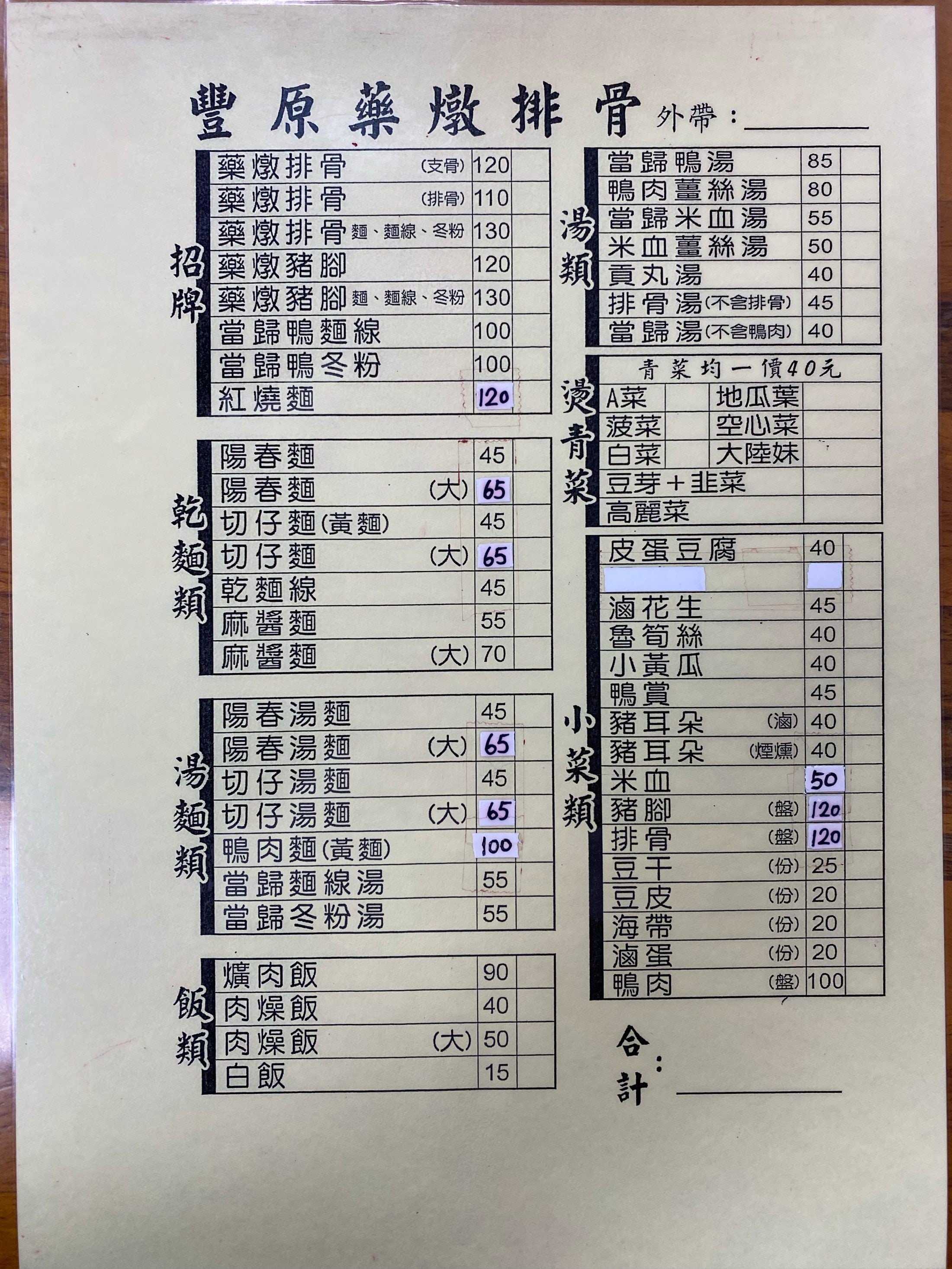 豐原藥燉排骨 最新菜單照片第 2 頁