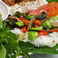 Nasi Bakar Ikan Asin Peda + Pete