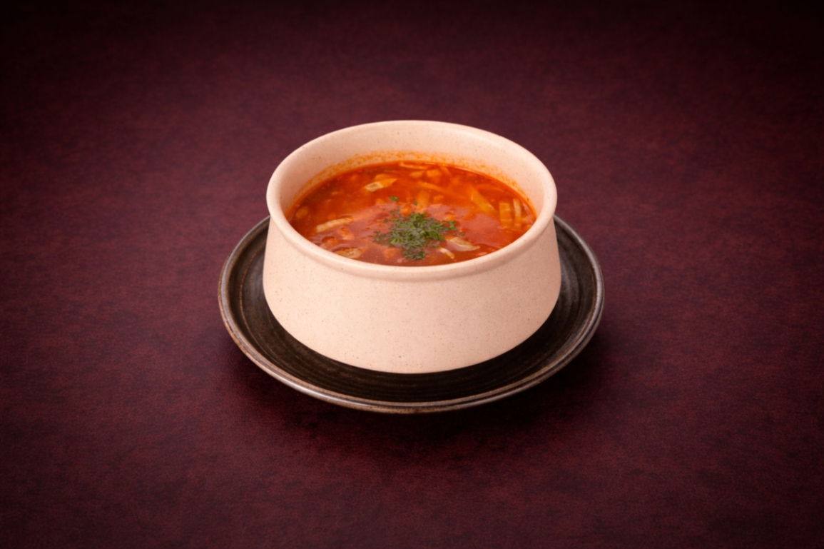 義式蔬菜肉醬暖心清湯（Minestrone）｜1884 Taipei 主廚湯品，NT$ 120・以番茄為基底慢火燉煮，融合豬絞肉與多種新鮮蔬菜，湯頭清甜濃郁、層次豐富，是一道溫暖人心的義式家常湯品。

