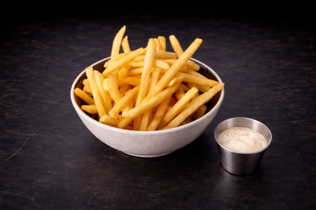 松露美乃滋薯條（Fries (Truffle Mayo)）｜Club One Taipei 炸物，NT$200・現炸薯條外酥內綿，多款特製沾醬任選。

過敏原: 通常奶