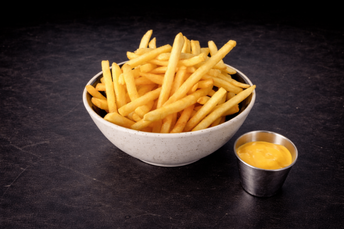 自家製起司醬薯條（Fries (House Cheese)）｜Club One Taipei 炸物，NT$200・現炸薯條外酥內綿，多款特製沾醬任選。

過敏原: 奶