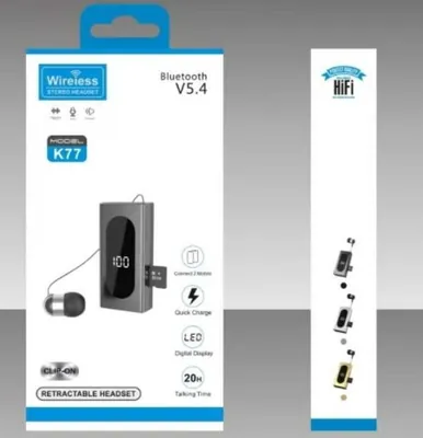 K100 In-ear Bluetooth Handsfree Earphone Lapel Black