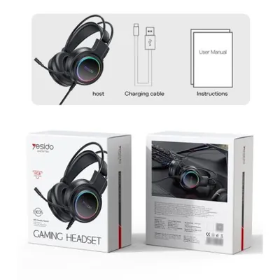 سماعة ألعاب سلكية بواجهة USB وإضاءة RGB EK05
