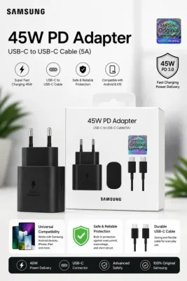 شاحن SAMSUNG PD بقوة 45 واط فائق السرعة