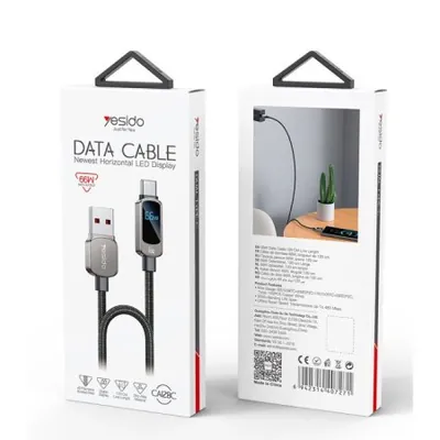 CA128C USB إلى Type‑C 66W كابل بيانات مع شاشة عرض للطاقة