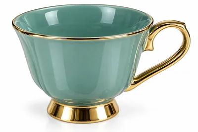 Colored Tea Cup with Gold Rim