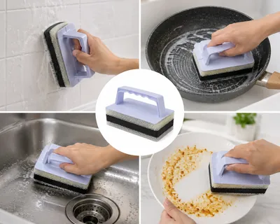 Cleaning sponge with handle