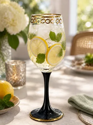 Set of glasses with a black base