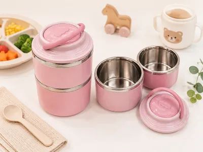 Round two-tier lunch box