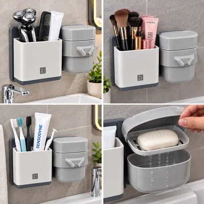 Bathroom organizer with soap dispenser