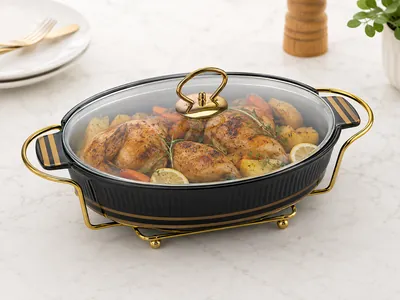 Oval tagine casserole with lid and base