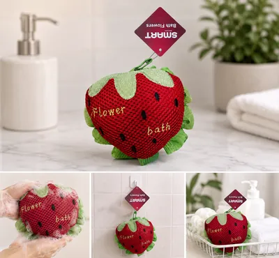 Kids bath loofah in strawberry shape