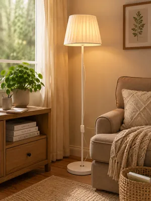 Floor lamp with fabric shade