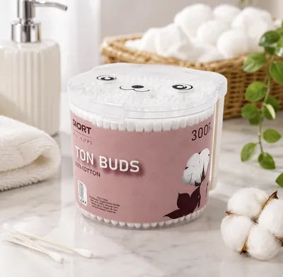 Cotton swabs with bear-shaped caps