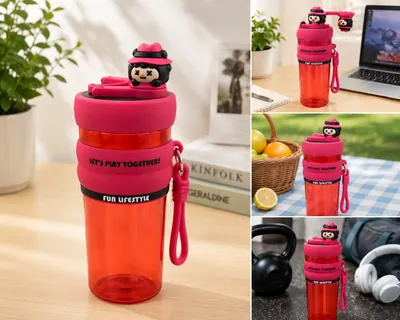 Plastic bottle with a toy face