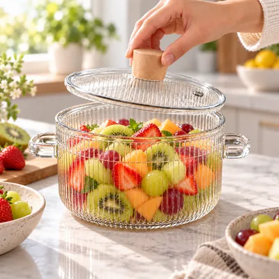 Glass pot with lid